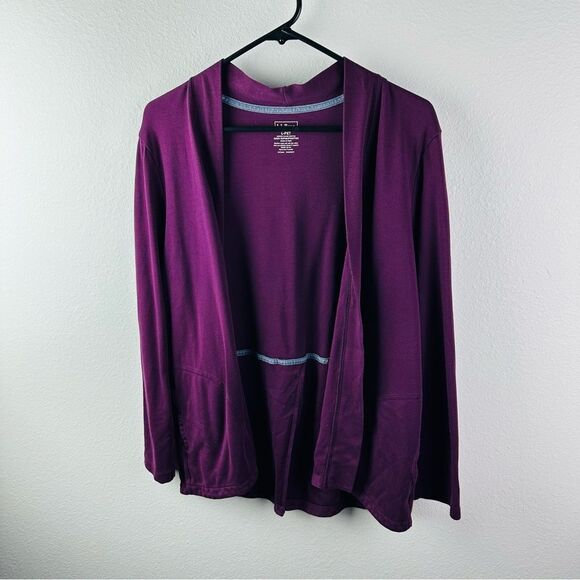 LL Bean Purple Open Cardigan Women Size L Petite - Picture 1 of 3